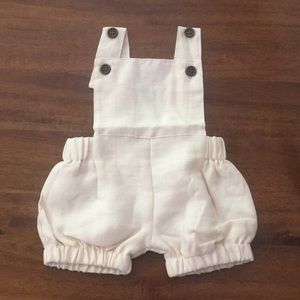 NWT Baby Boy Linen Suspender Romper